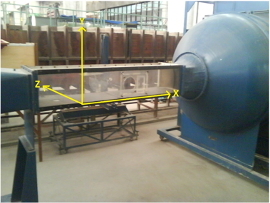 Detailed view of wind tunnel test section